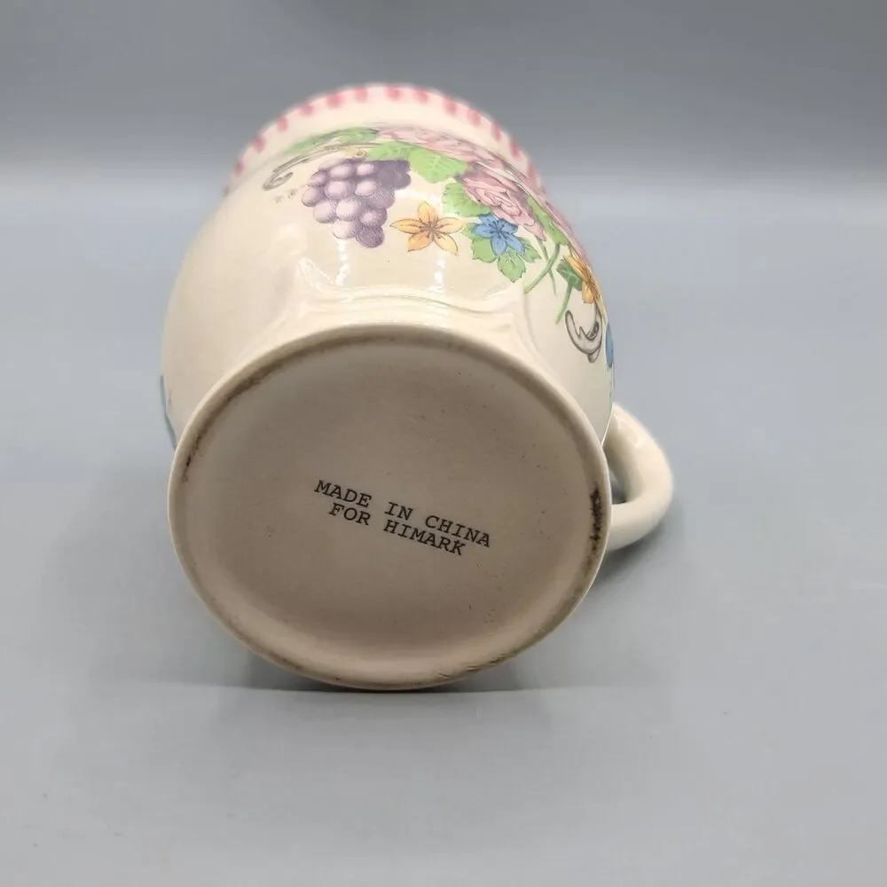 Himark Ceramic Floral Fruit Coffee Tea Mugs Vintage Set Of 2